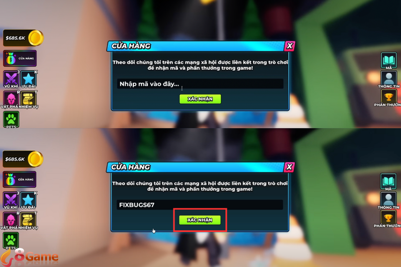 Bước 3 cách nhập Code Hunty Zombie