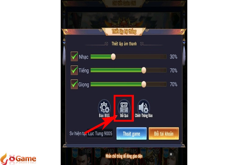Hướng dẫn nhập code trong Lục Tung Tam Quốc bước 4