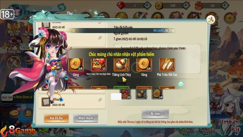 Nhận thưởng sau khi nhập code X-Wukong