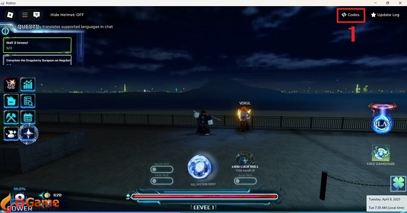 Hướng dẫn cách nhập code Hunters đơn giản bước 2