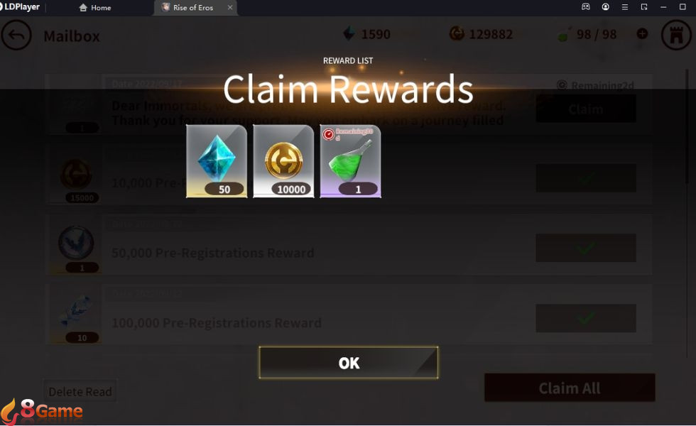 nhận quà trong game