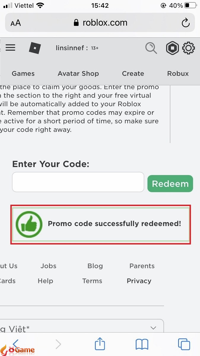 Hướng dẫn cách nhập code Roblox