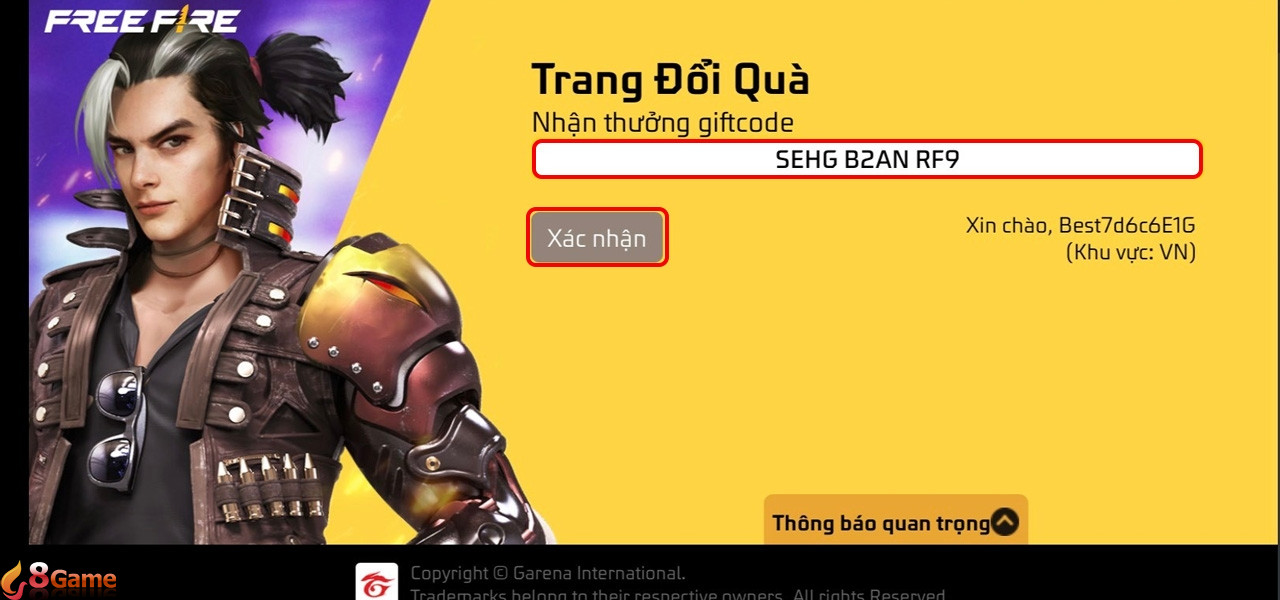 Bước 3 cách nhập code Free Fire