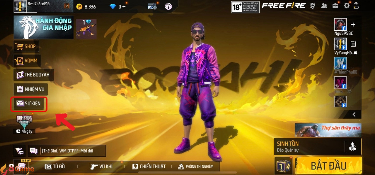 bước 1 cách nhập code Free Fire