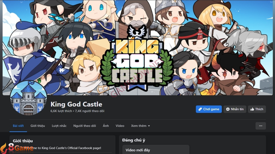 Theo dõi fanpage King God Castle để nhận code mỗi ngày