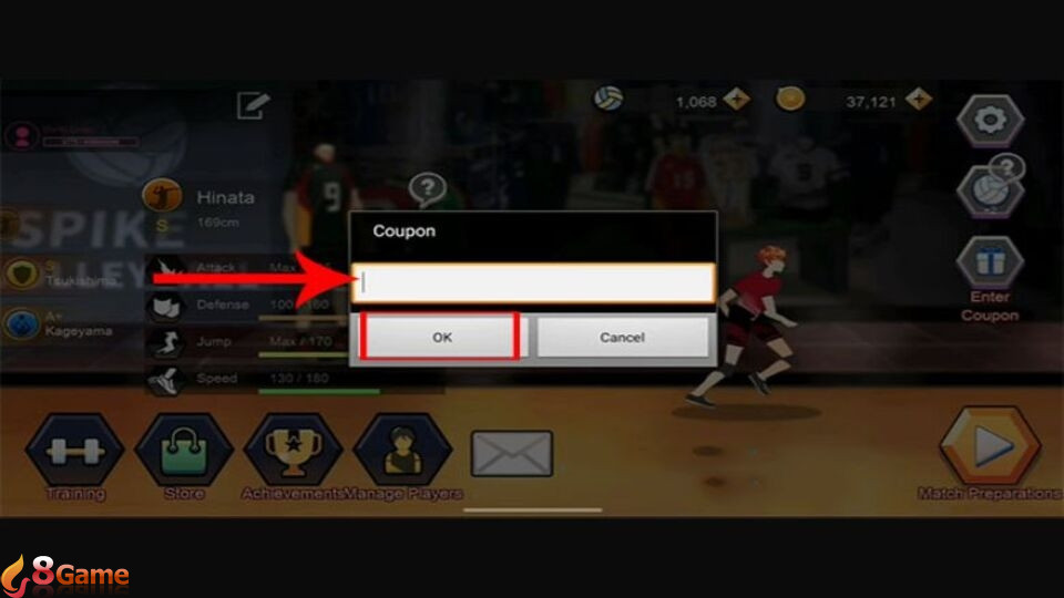 Nhập mã code vào ô trống