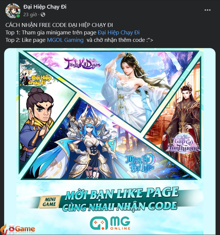 Nhận thêm code Đại Hiệp Chạy Đi qua các fanpage của game