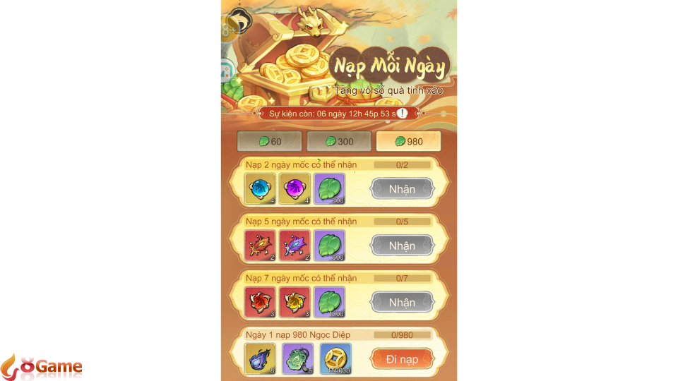 Nhận quà hằng ngày trong Đại Hiệp Chạy Đi