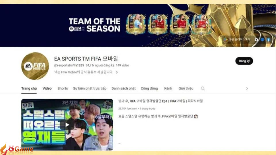Kênh Youtube của FIFA Mobile