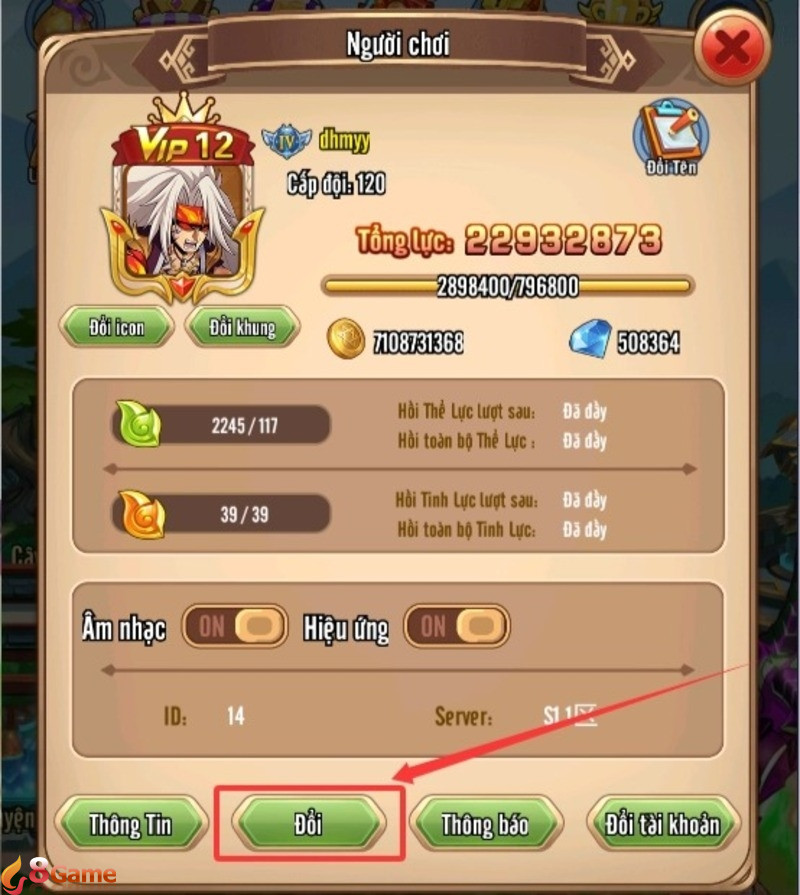 Các bước nhập code Manga Bá Cháy nhận quà bước 2