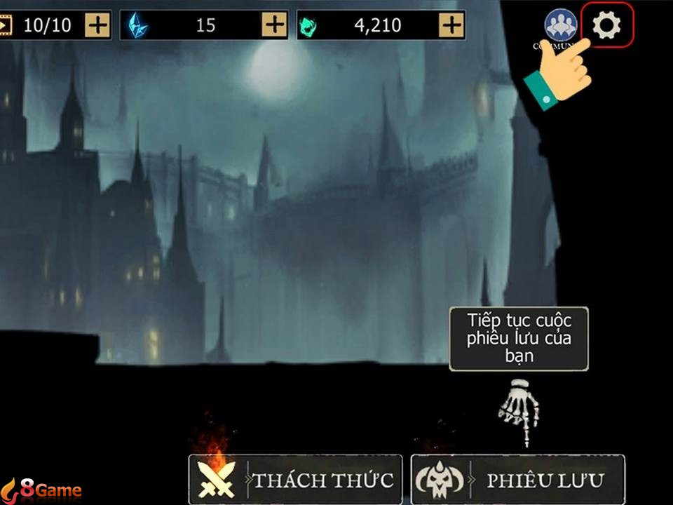 Chọn phần cài đặt trong game