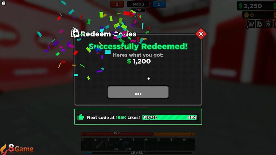 Thông báo khi nhập code thành công