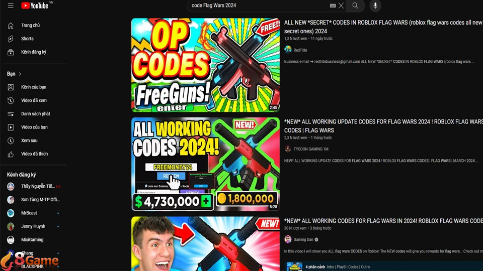 Theo dõi các video YouTube để nhận mã code mới