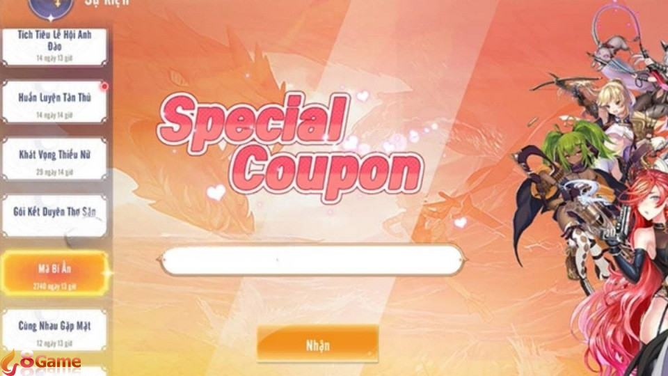 Vào mục Mã Bí Ẩn, nhập code và xác nhận