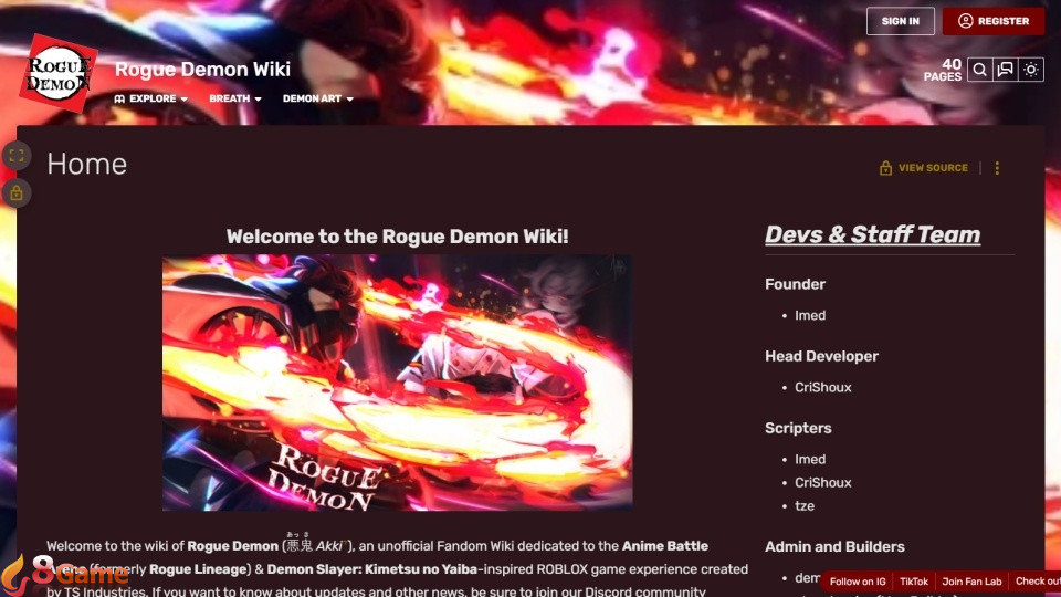 Trang Wiki của game Rogue Demon