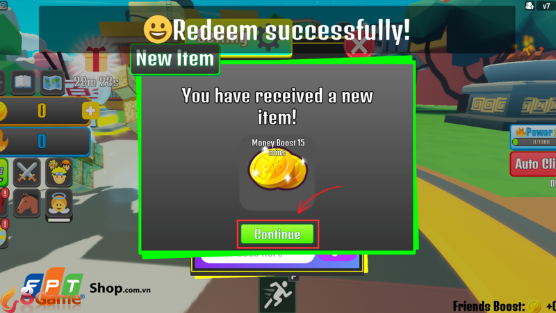 Màn hình nhập code thành công