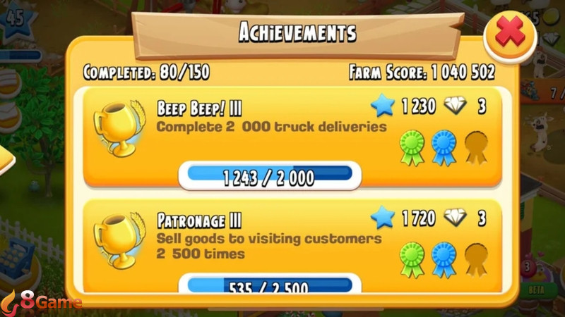 Hoàn thành Achievements (thành tựu)