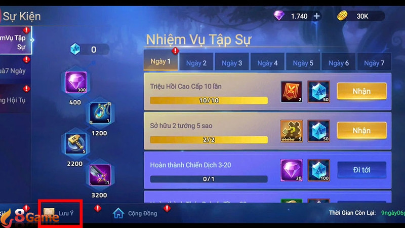 Nhấn vào phần Lưu ý