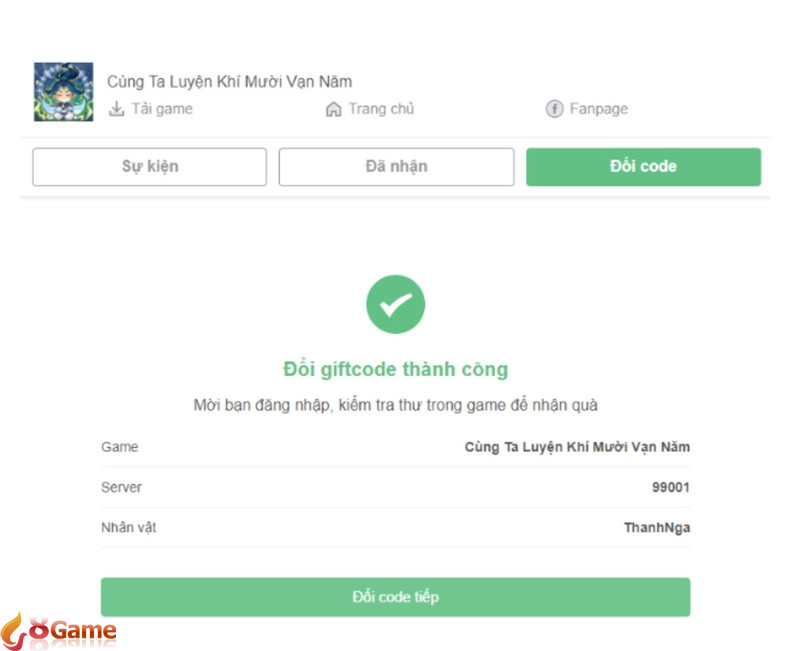 Nhập code Cùng Ta Luyện Khí 3
