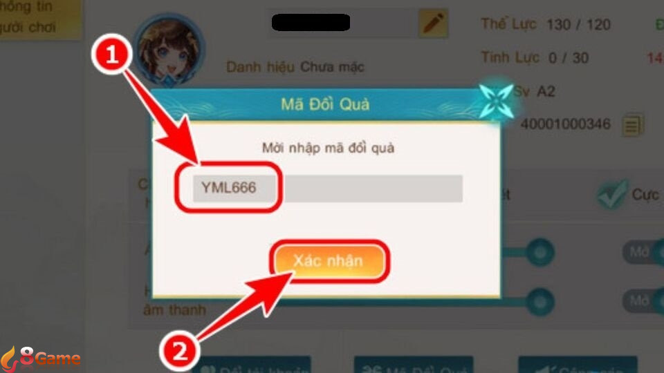 Bạn hãy gõ mã code vào ô trống