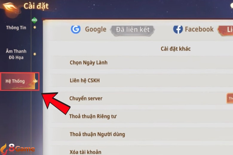 Bước 2: Chọn Hệ thống