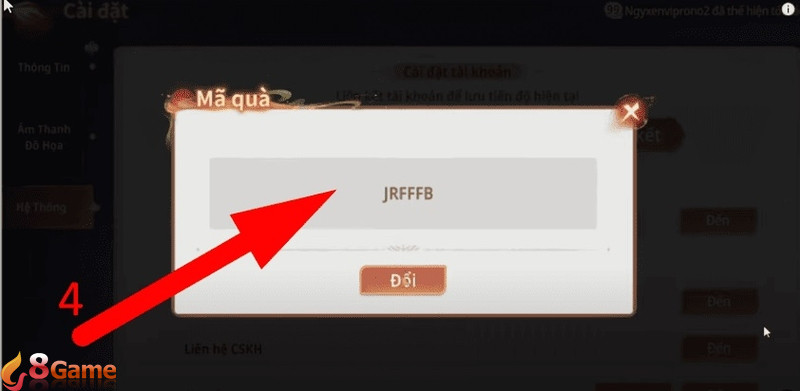 Bước 4: Nhập code và nhấn đổi