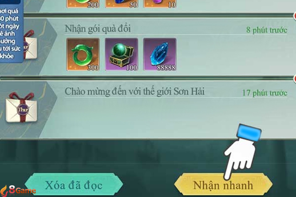 Nhận các phần thưởng từ mã code game vừa đổi.