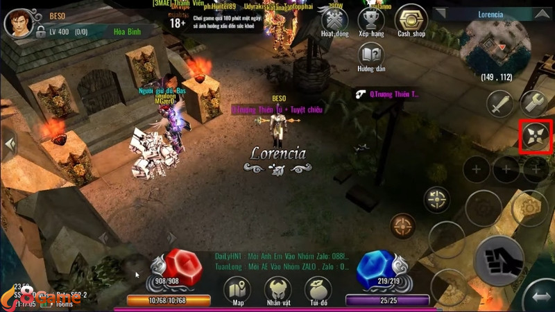 Nhấn biểu tượng phi tiêu