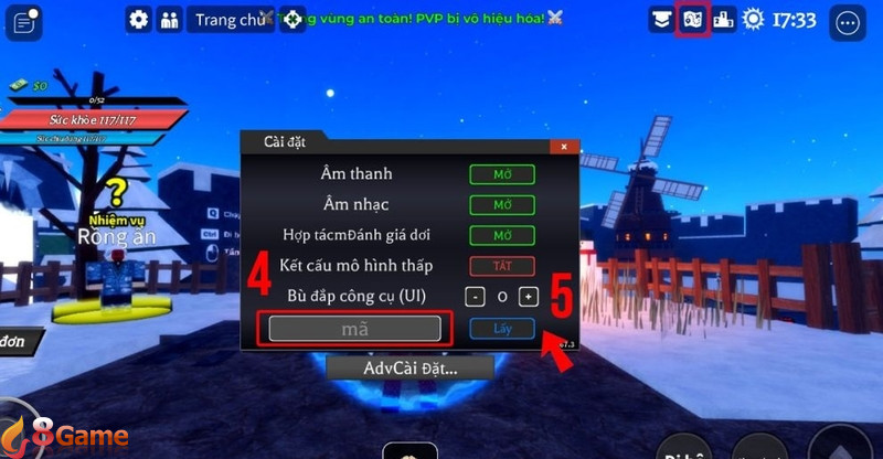 Cách nhập mã code Demon Blade bước 3