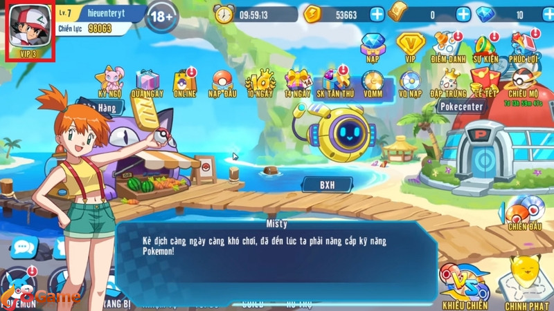 Nhấn vào Avatar nhân vật