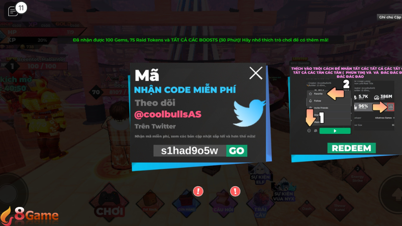 Nhập code thành công