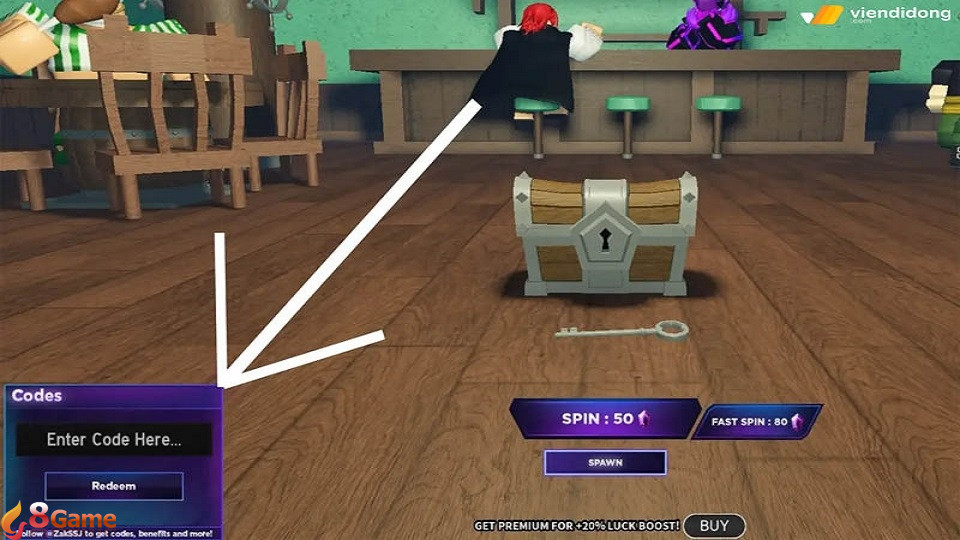 Nhập mã code và chọn Redeem