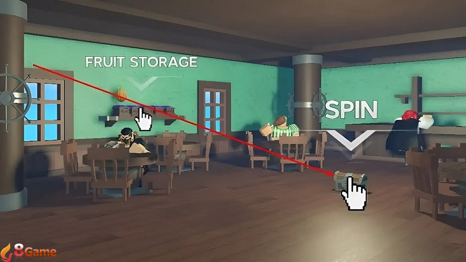 Nhấn chọn vào biểu tượng hình cái rương trên mặt đất