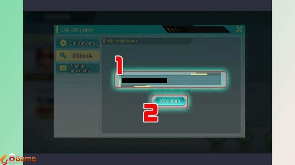 Nhập mã code vào ô trống