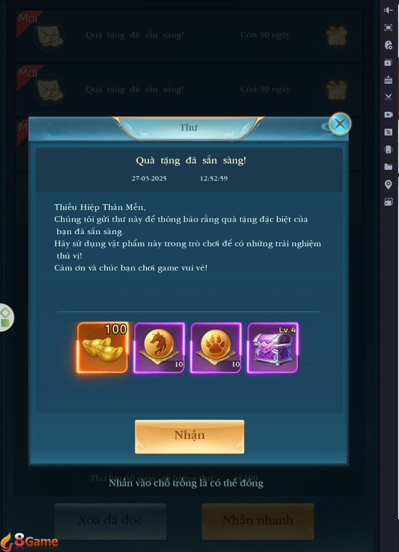 Kiểm tra phần thưởng