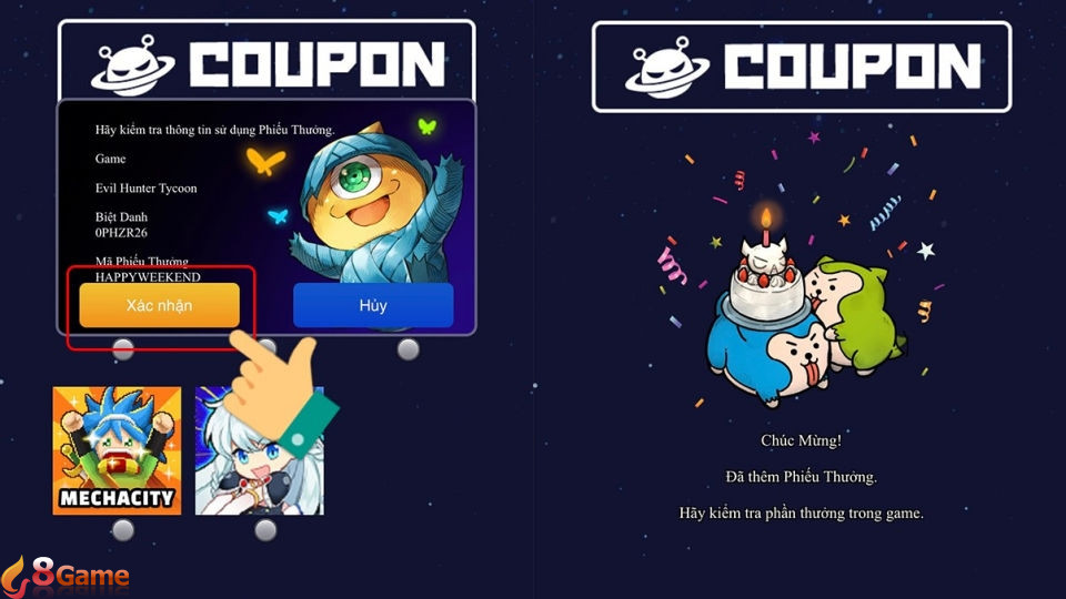 Nhấn xác nhận để hoàn tất việc đổi quà