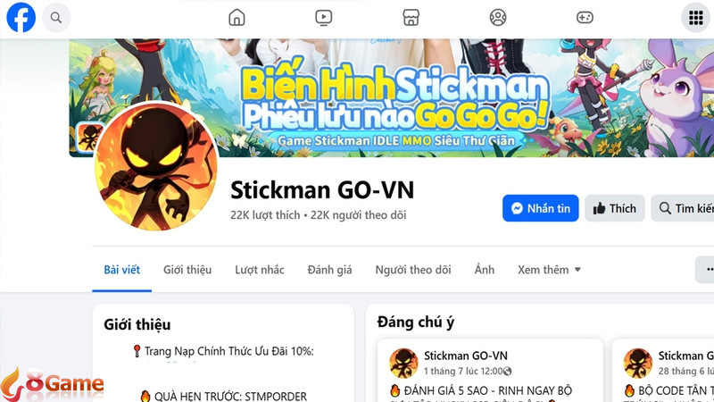 Trang Facebook chính thức của Stickman Go Việt Nam