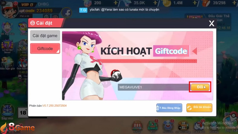 Nhấn nút Đổi để hoàn tất quá trình Pocket Mega