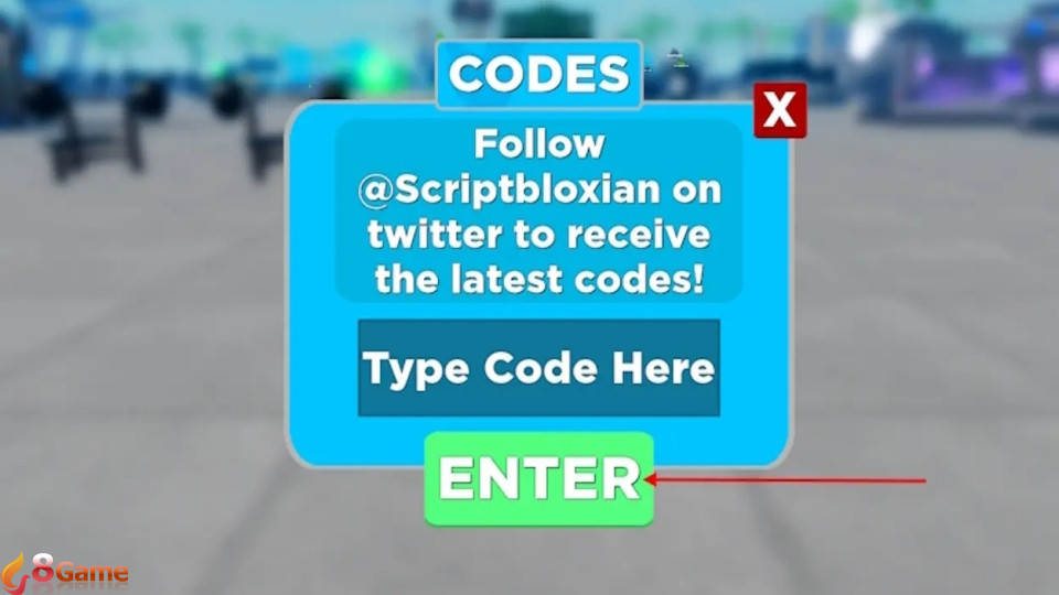 Nhập code vào ô Type Code Here rồi nhấn Enter