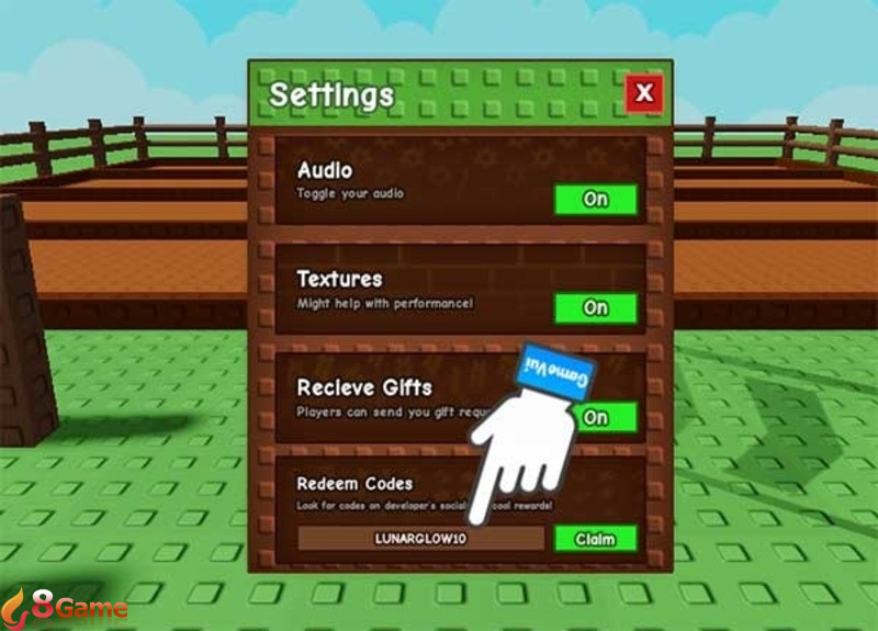 nhập từng mã code Grow a Garden mới vào phần Redeem Codes