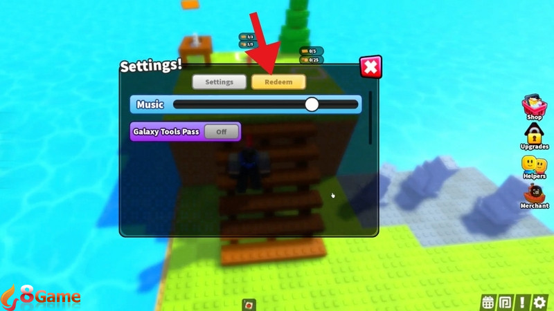 Chọn mục Redeem Code