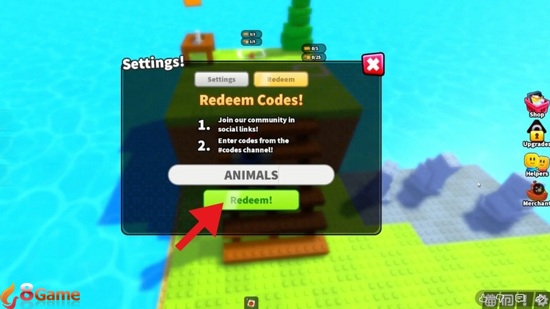Nhập chính xác mã code vào ô trống