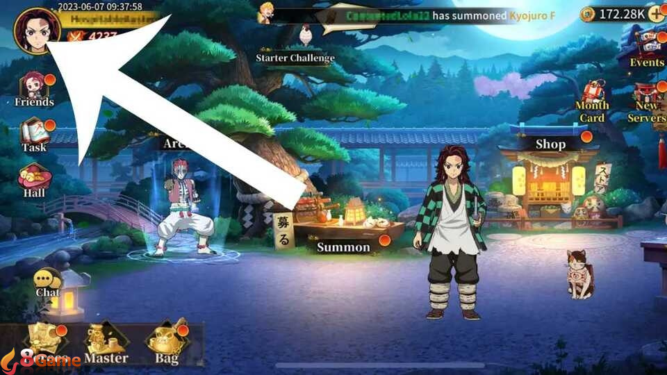 Nhấp vào Avatar (hình đại diện) nhân vật của bạn để mở Menu tùy chọn