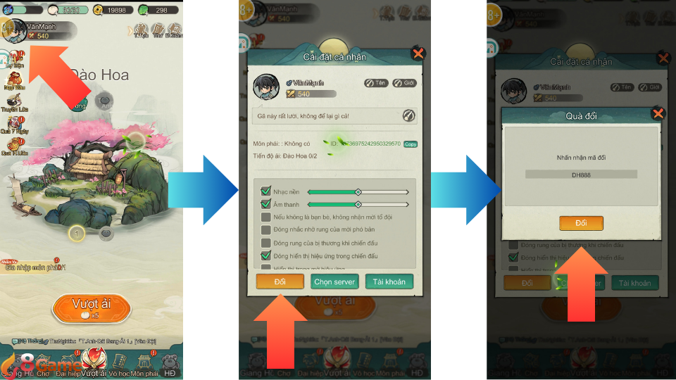 Hướng dẫn nạp code cho game Đại Hiệp Chạy Đi