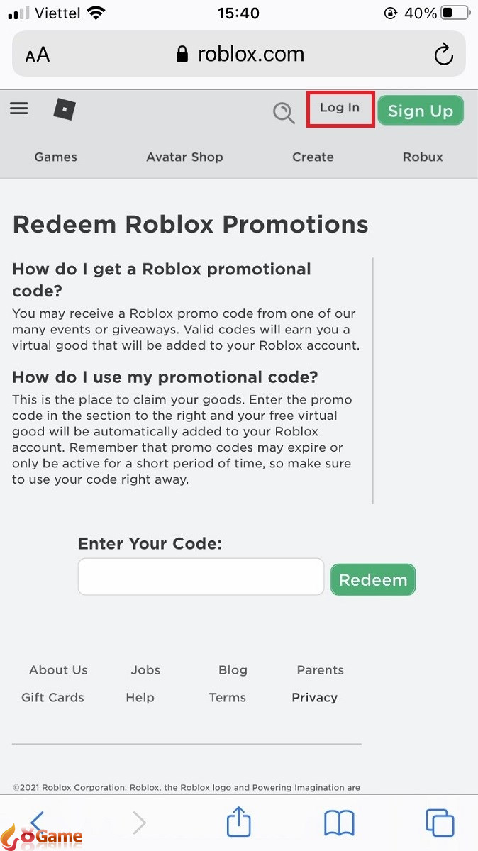 Hướng dẫn cách nhập code Roblox bước 2