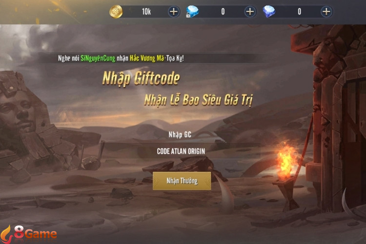 Code Atlan Origin: Lục Địa Trỗi Dậy mới nhất và cách nhập chi tiết